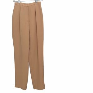Vintage Andrea Behar Tan High-Waist Pleated Trousers Size 4